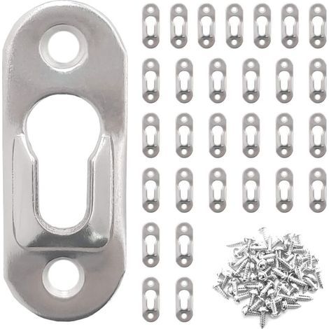 30 ganci a occhiello in metallo da 42 mm x 16 mm con 60 viti, ideali per appendere quadri, oggetti su pareti, armadi, specchi e cornici - Argento (1/5)