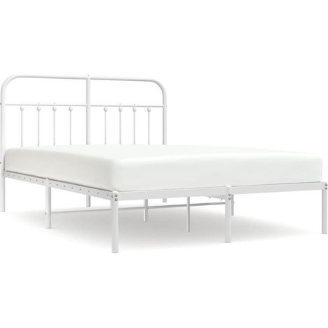 Cadre de lit métal avec tête de lit blanc 140x190 (1/5)