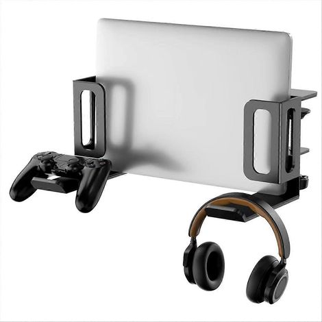 Vertikaler Laptopständer, bohrfreier Tischständer, verstellbarer Schreibtischorganizer, Klemmbefestigung, schwarz (1/5)