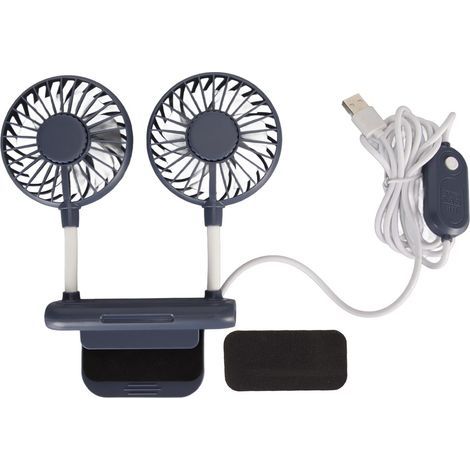 Ansteckbarer USB-Monitorlüfter mit 2 Lüfterköpfen, 3 Geschwindigkeitsstufen, 2 m Kabel, leise und kompakt – Blau (1/5)