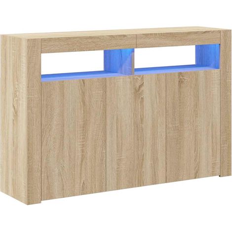 Sideboard with LED Lights Sonoma Oak 115.5x30x75 cm vidaXL