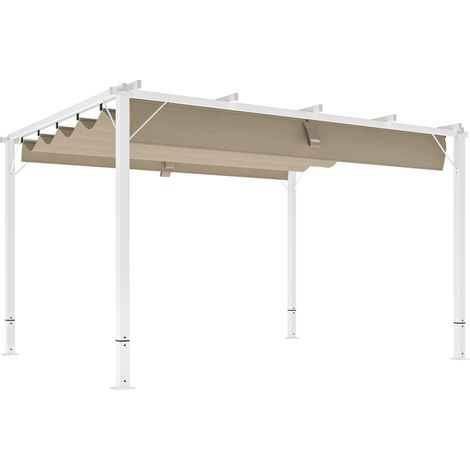 Pergola Meinhard Rétractable Extérieur 3x4m Toile Ajustable Blanc (1/5)