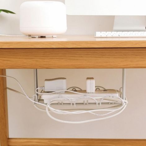 Cable Organizer Tray - Under Desk Wire Management Rack - Self Adhesive Hanging Basket for Office Kitchen Bathroom - ABS - 1 Piece (1/5)