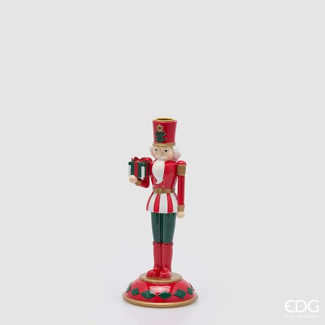 EDG Enzo De Gasperi Portacandela Soldatino Green Red H26 Ø11 cm – Decorazione di Natale (1/4)