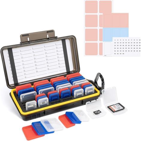 Speicherkartenetui für 24 SD & 18 Micro SD Karten, wasserdicht, mit Karabiner (1/5)