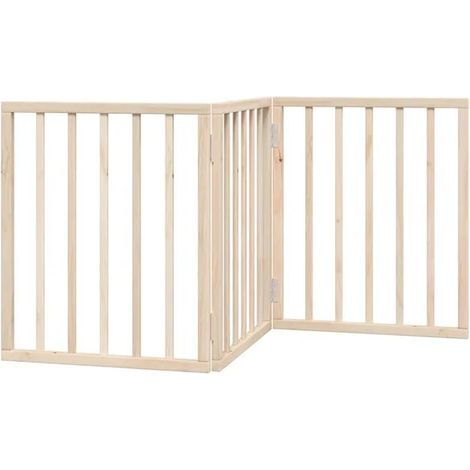 Porte pliante pour chien, trois panneaux, 150 cm de long, en bois de peuplier.