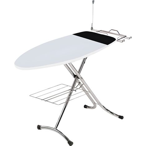 Asse da Stiro con Poggiaferro e Portabiancheria 125x46 cm Elegant Profi Grigio (1/4)