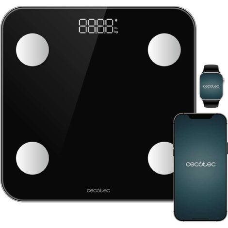 Cecotec Báscula de Baño Inteligente con App Surface Precision Smart. Bluetooth y 24 Parámetros, Tamaño 30x30cm, 4 Sensores (1/5)