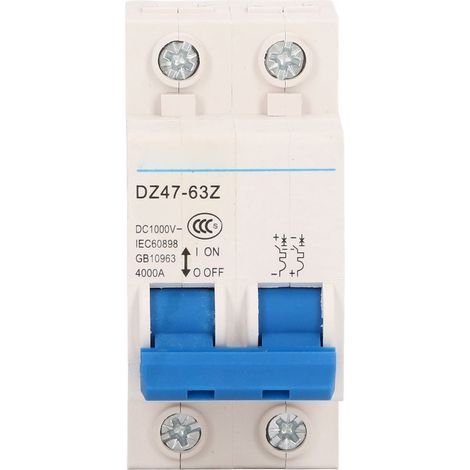 Disjoncteur CC 1000 V, pouvoir de coupure de 4000 A, montage sur rail DIN, 63 A (1/5)