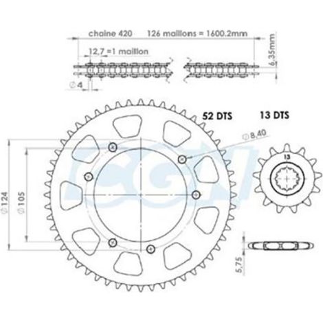 kit kette teknix für motorrad peugeot 50 xp6 sm nach 2002 neu (1/4)