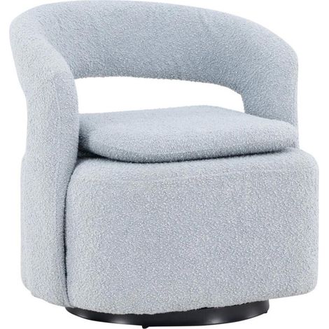 Fauteuil Design Bouclette "Laurel" 75cm Bleu Clair (1/5)