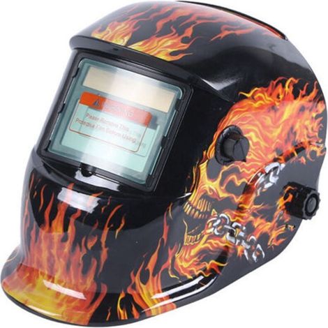 Masque de soudure auto-obscurcissant – Protection UV/IR – Temps de réponse 1/25 000s – Écran 9,1 x 4,1 cm – Énergie solaire avec batterie remplaçable (1/4)