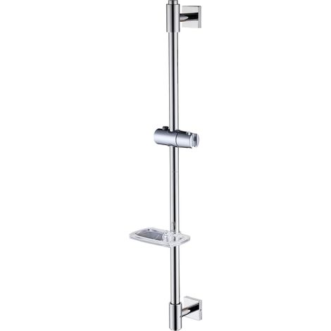 Barre De Douche 80cm – Réglable En Hauteur, Avec Un Porte-Savon Et Un Support De Douchette, Finition Chromé, En Acier Inoxydable SUS304