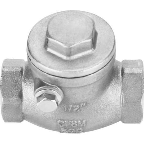 Vvikizy Clapet anti-retour battant 1/2' DN15 Filetage femelle en acier inoxydable Soupape à bascule à sens unique bricolage clapet (1/3)