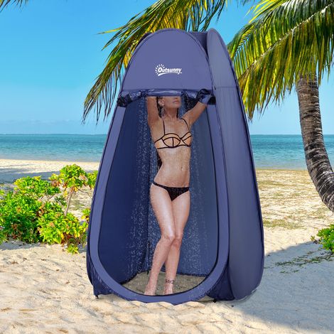 Tenda da Doccia Pop Up Impermeabile in Poliestere e Plastica, 100x100x185 cm, Blu Navy
