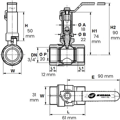 Vanne à sphère laiton titré 4MS NF femelle femelle à prolongateur - Série 610 20x27 (1/3)