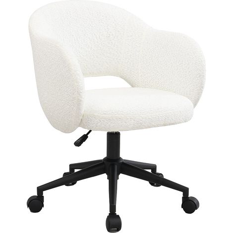 Chaise de bureau - Tissu bouclette - Blanc - ACACILIO (1/4)