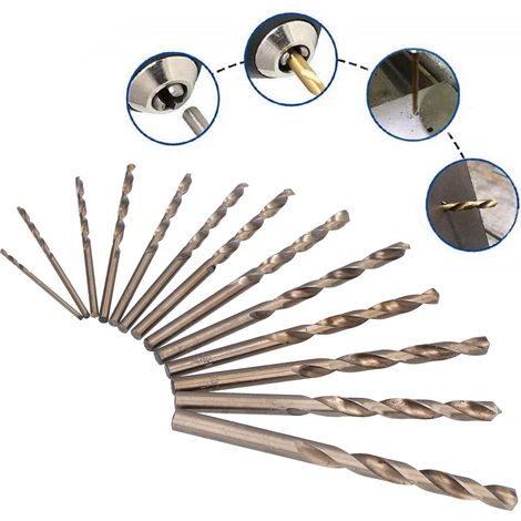 Set mit 13 Spiralbohrern, HSS-Kobaltbohrern, hitzebeständigen Bohrern von 1,5 mm bis 6,5 mm (1/5)
