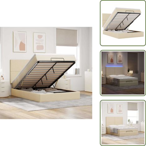 VidaXL Cadre de lit ottoman avec matelas crème 140x190 cm tissu