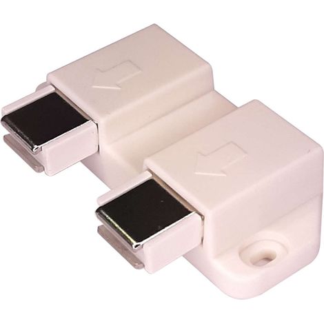 2x Loqueteau magnétique à pression double pour portes en verre force 2,5kg à visser Aimant Vitre Vitrine Meuble Etagère Blocage Fermeture, en plastique blanc (1/3)