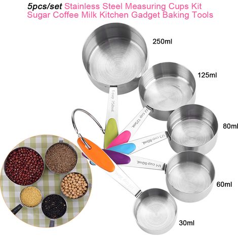 5-teiliges Messlöffel-Set aus Edelstahl für Zucker, Kaffee, Milch, Küchenutensilien und Backzubehör (1/5)