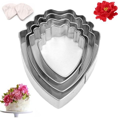 Set di 4 teglie in acciaio inox con motivo peonia, teglia antiaderente per biscotti, accessori per la cottura, per preparare il tuo cioccolato (1/5)