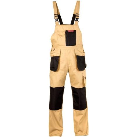 Beige Latzhose, 100 % Baumwolle, „S (48)“, CE, Lahti (1/2)