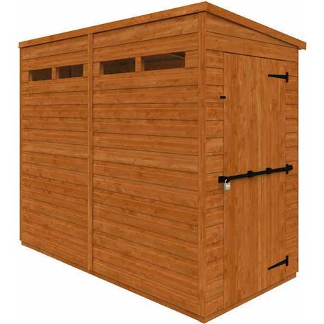 8x4 Flex Pent Security 12mm Flex - L238.8 x W115 x H203 cm - Solid Wood/Softwood/Pine - Burnt Orange