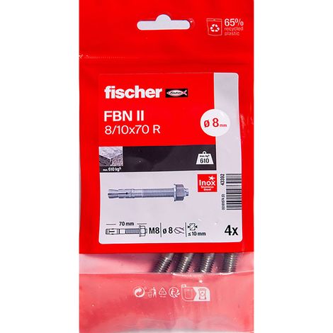 Goujons d'ancrage - acier inox A4 - M8 x 39 mm - 4 pièces - FBN II - FISCHER