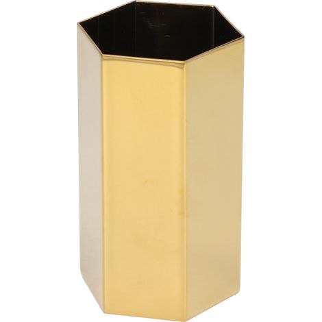 Porte-stylo hexagonale en acier inoxydable doré, résistante à la corrosion et brillante, usage polyvalent (1/5)