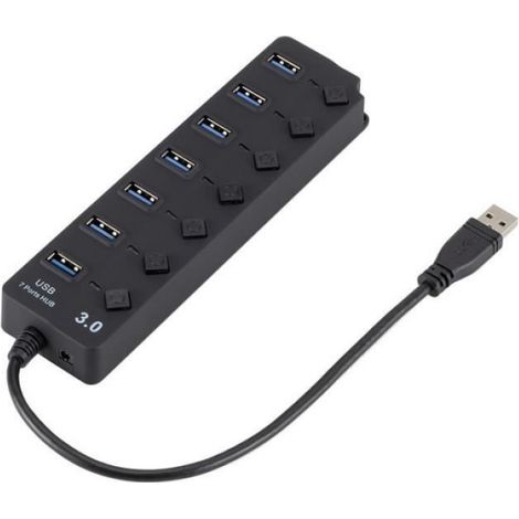 Hub USB 3.0 - - 7 Ports - Interrupteurs Marche/Arrêt - Voyants Individuels - Câble 1m (1/4)