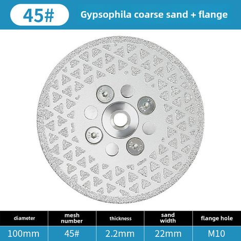 Pièce de découpe et de meulage de gypsophile double face en diamant brasé, embout de meulage pour meuleuse d'angle rénové, embout de découpe pour sols (sable grossier de 10 cm, n° 45) (1/5)