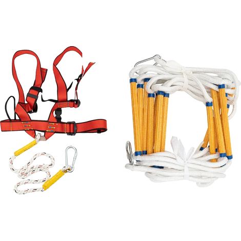 Échelle de secours, longueur de 10 mètres, charge maximale de 200 kg, 3 crochets, matériau durable en PP et résine, couleurs haute visibilité (1/5)