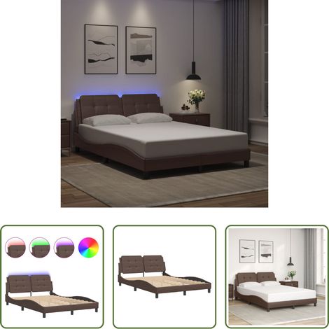 LED-Leuchten - Bettgestell mit LED ohne Matratze "Zadar" Braun 120x200 cm (1/5)