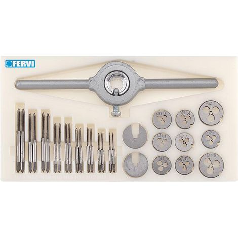 Juego de machos y terrajas HSS 30 piezas m1-m25 Fervi M030