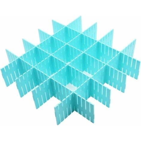 DIY Plastic Drawer Organizer 8pcs Adjustable Drawer Dividers for Tidy Closets Socks Underwear School Supplies (Blue)-Fei Yu (1/4)