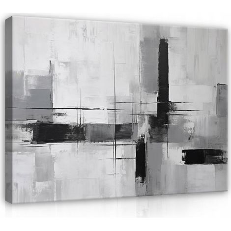 Peinture abstraite pour salon sur toile Murale grand gris moderne 120x80 (1/3)
