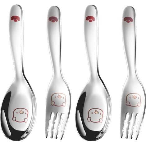 Cuillère Fourchette En Acier Inoxydable 316 Pour Enfants - Set De Couverts Pour Autoalimentation - 4 Pièces (1/5)