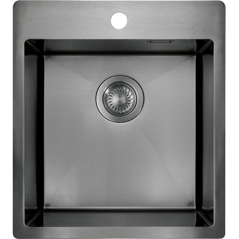 Lavello cucina in acciaio inox con 1 vasca 45x50.5 cm finitura titanio - Olvo Gold (1/5)