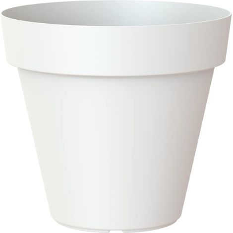 Vase Rond Capri 60 cm Blanc - Design Classique en Matériaux Recyclés avec Soucoupe - Décoration Intérieur et Extérieur (1/3)