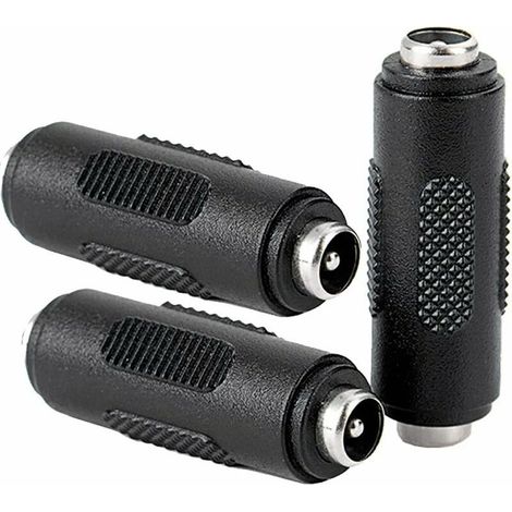 3 Pcs DC Connecteur d'alimentation Femelle à Femelle de 5.5x2.1mm, Adaptateur de coupleur Femelle à Femelle pour CCTV (1/5)