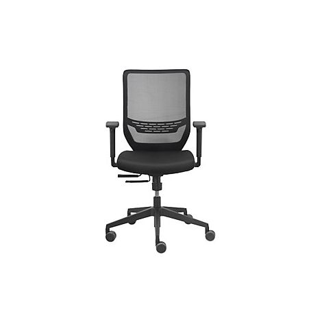 Silla de oficina malla reposabrazos, ajustable negra 410-520mm con mecanismo sincro. Capacidad 110kg. (1/5)