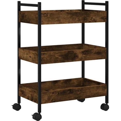 Maison Exclusive - Carrello da Cucina Rovere Fumo 50x30x70 cm in Legno Multistrato