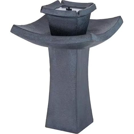 Fontaine solaire bain d'oiseau 2 niveaux – Polyrésine résistante – Hauteur 0,72 m – Diamètre 0,47 m – Pompe basse tension 3,5 W – Smart Garden (1/5)