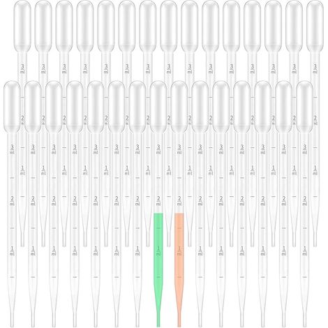 30 Pièces Pipette,Pipette Plastique,Pipette Graduée,Pipette de Transfert en Plastique,Compte-gouttes 3ml,Transparent,pour Transfert D'huiles Essentielles,Parfums,Liquides Divers (3ml) (1/5)