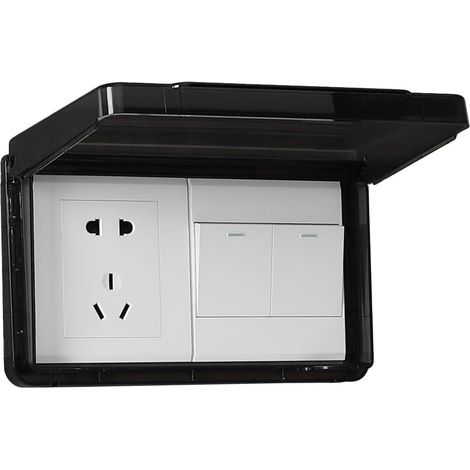 Couvercle d'interrupteur mural fin et imperméable pour prise double type 86 - Intégration transparente avec décor (noir) (1/5)