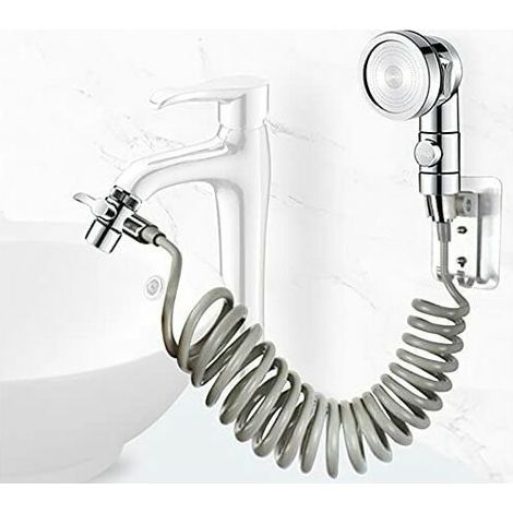 Shower head set for sink, telescopic hose, (not including faucet) (silver)