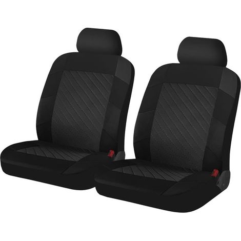 2 Pièces Housse Auto en Tissu pour Deux Sièges Avant, Housse De Siège Auto Antidérapante Anti-Sueur, Universel Siège Avant S'adaptant à La Plupart des Voitures Ourlets Élastiques(Noir) (1/5)