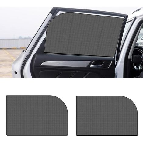 Rideau de voiture 2 pièces - Accessoires auto - Protection solaire - Pare-soleil pour vitres latérales - Moustiquaire - Pare-soleil pour les voyages d'été - 64,5 x 64 cm - Noir - GaasZwart (1/5)