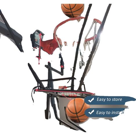 Entraîneur de tir au basket-ball, matériau en acier inoxydable, dimensions ajustables, goulotte rotative à 180°, compatibilité avec les cerceaux standards, assemblage facile (1/5)
